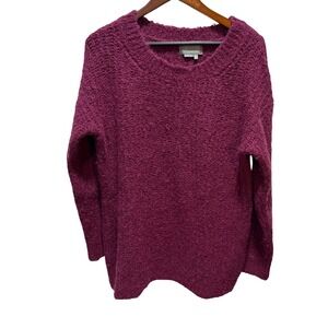 Anthropologie Marled Textured Crew Neck Sweater Magenta‎ Size S Oversized